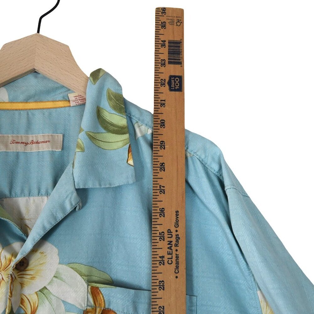 Tommy Bahama 100% Silk Hawaiian Shirt XL Blue Floral Aloha Camp Coastal - Picture 5 of 8